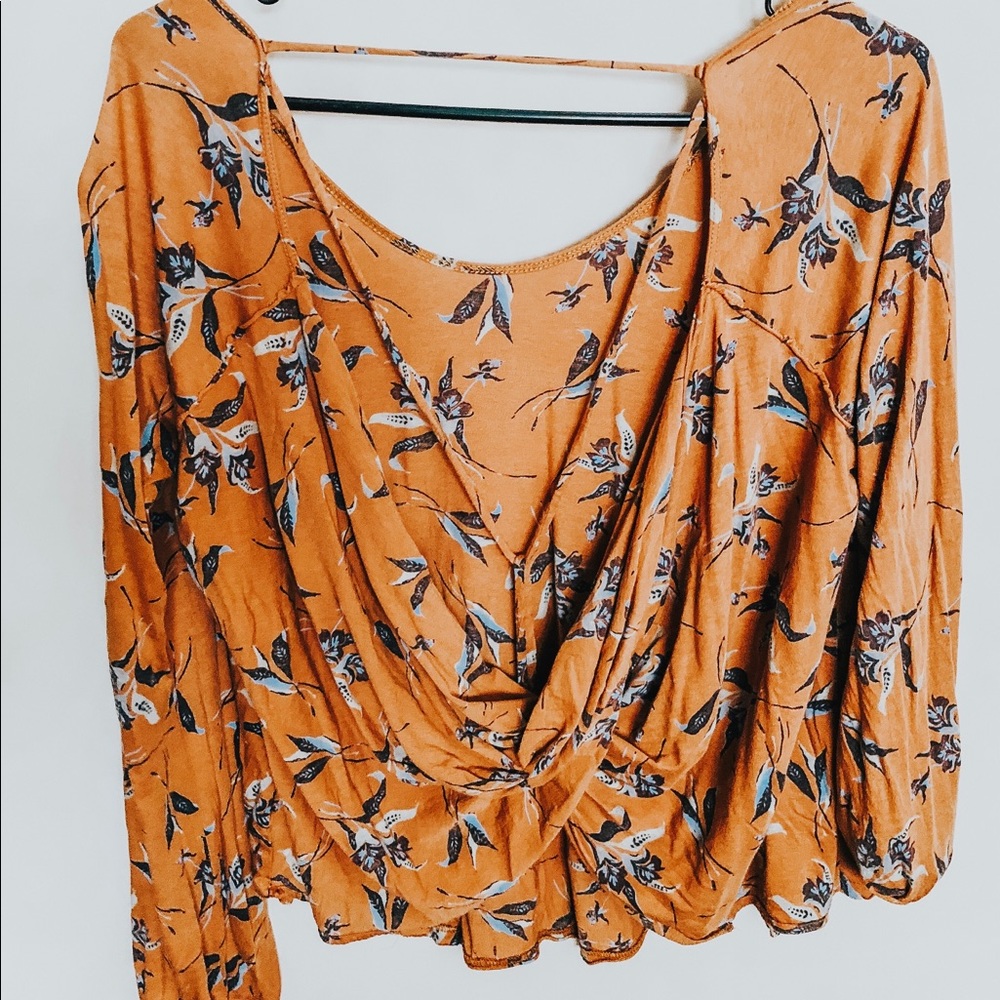 Free People Open Back Long Sleeve Shirt